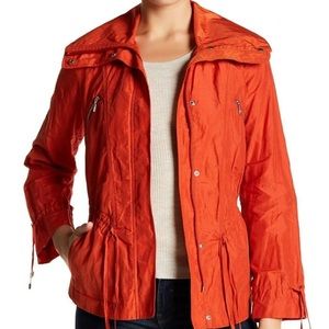 Cole Haan Women's Orange Front Zip Drawstring Jacket